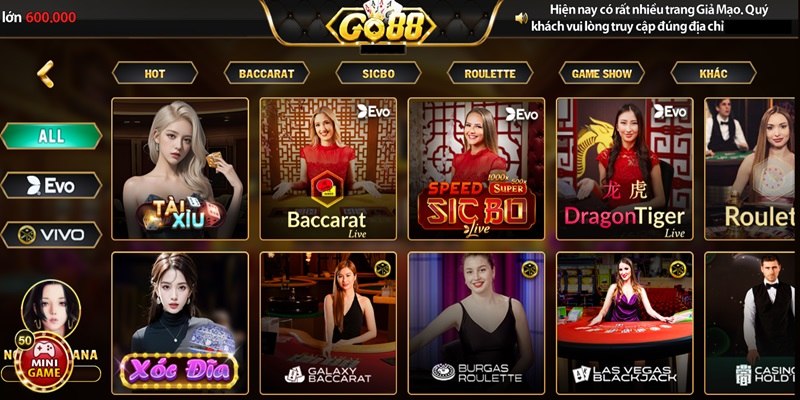 Cá cược Casino Go88 nhận về những phần thưởng cao